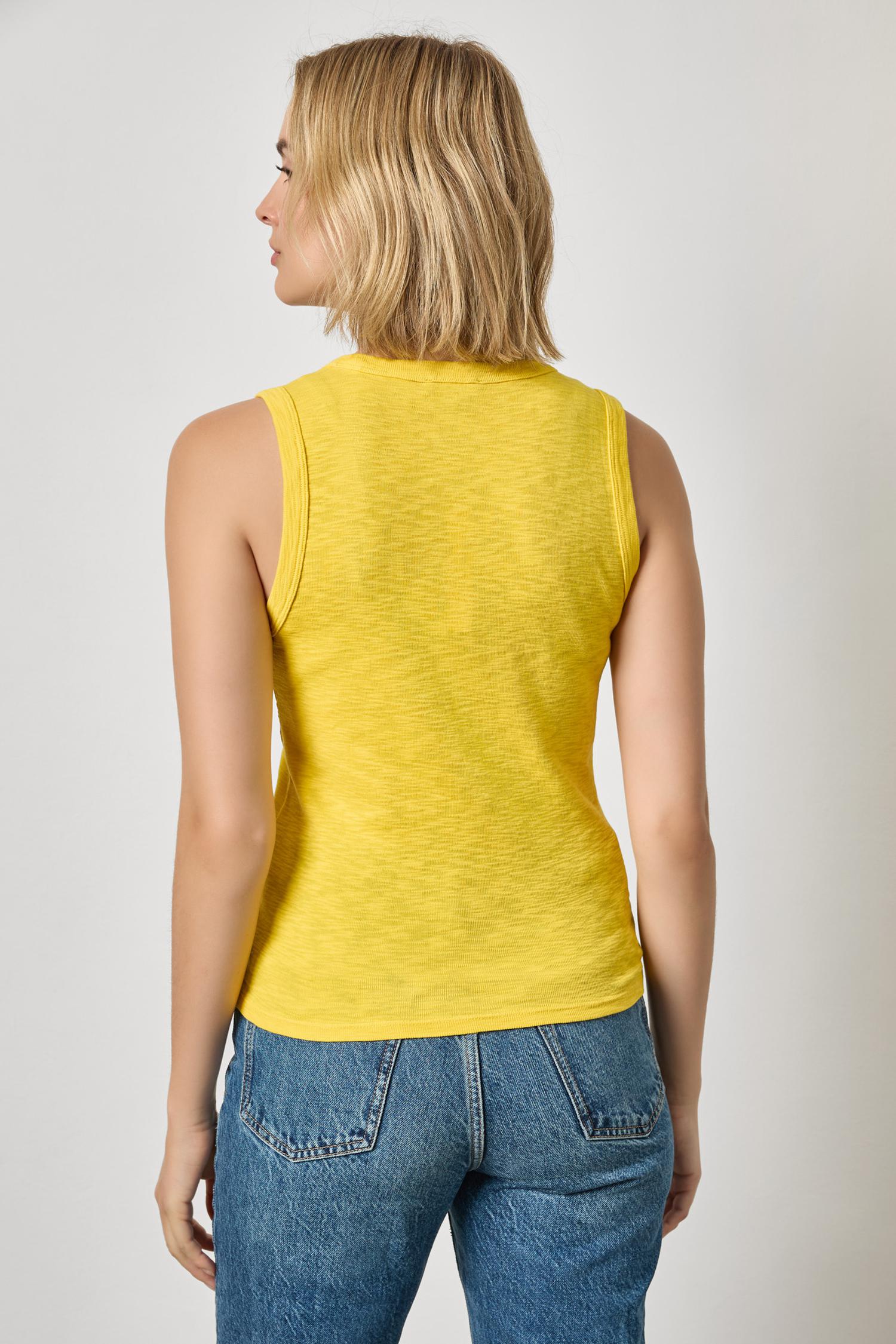 Ribbed Slub Scoop Neck Tank Womens Top Sunflower A2