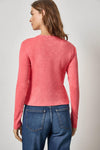 Ribbed Slub Snap V-Neck Womens Top Geranium A2