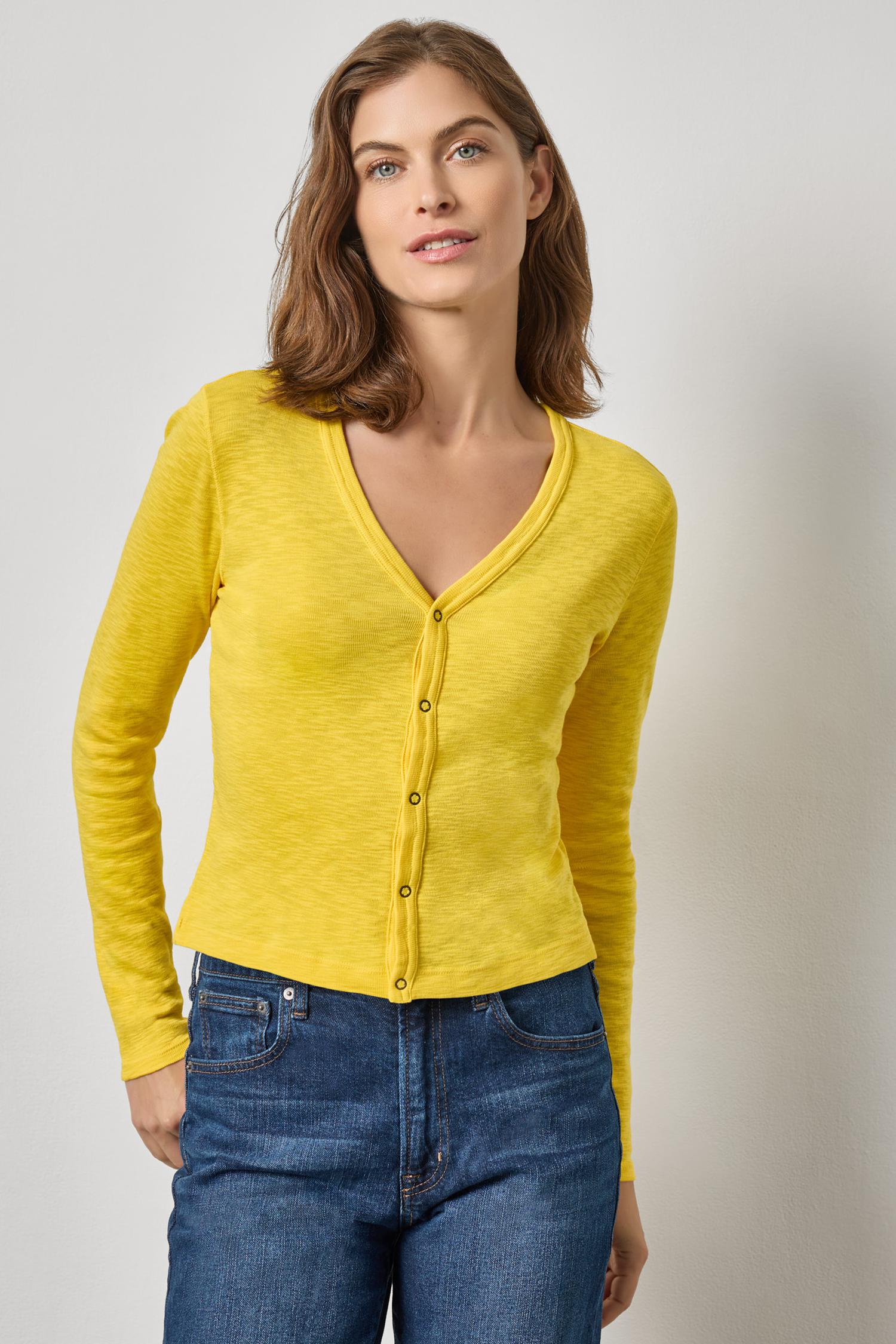 Ribbed Slub Snap V-Neck – Lilla P
