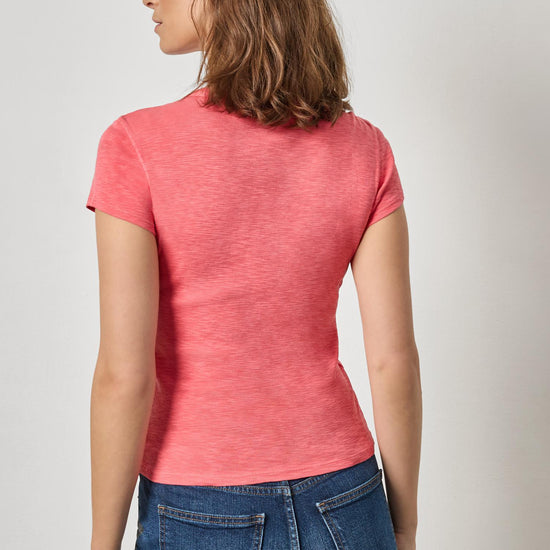 Ribbed Slub Crewneck Tee Womens Top Geranium A2