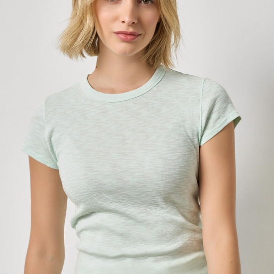 Ribbed Slub Crewneck Tee Womens Top Pool A1