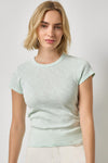 Ribbed Slub Crewneck Tee Womens Top Pool A1