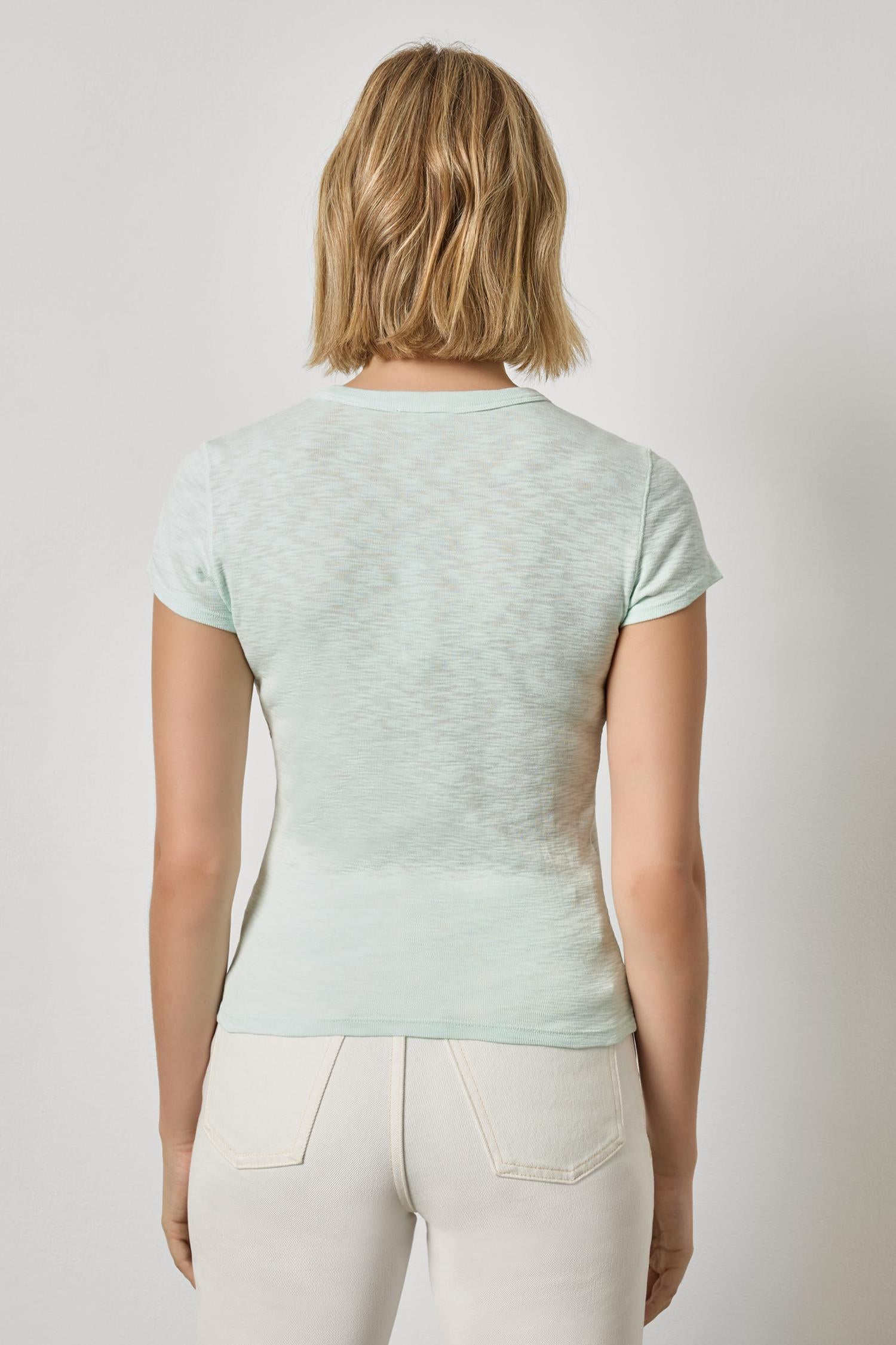 Ribbed Slub Crewneck Tee Womens Top Pool A2