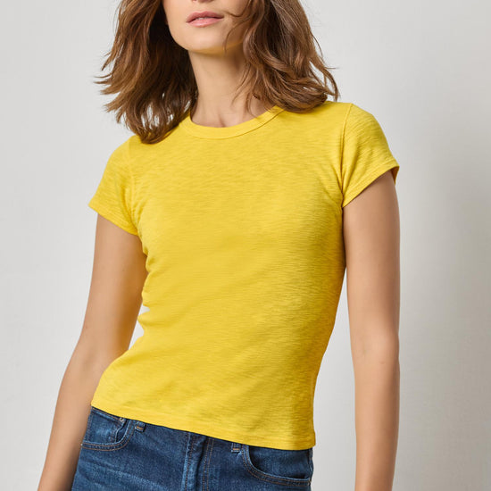 Ribbed Slub Crewneck Tee Womens Top Sunflower A1