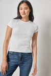 Ribbed Slub Crewneck Tee Womens Top White A1