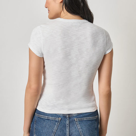 Ribbed Slub Crewneck Tee Womens Top White A2