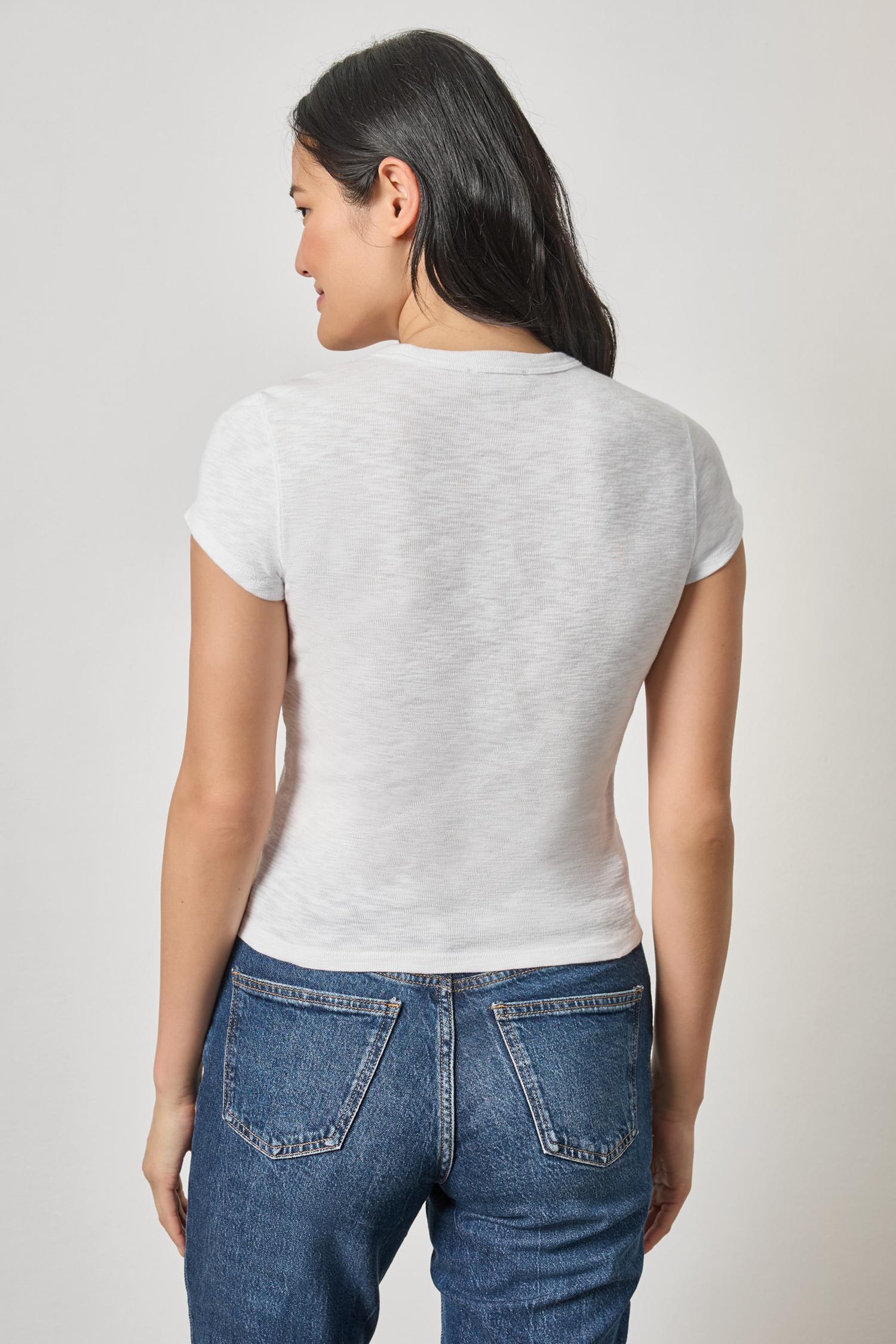 Ribbed Slub Crewneck Tee Womens Top White A2