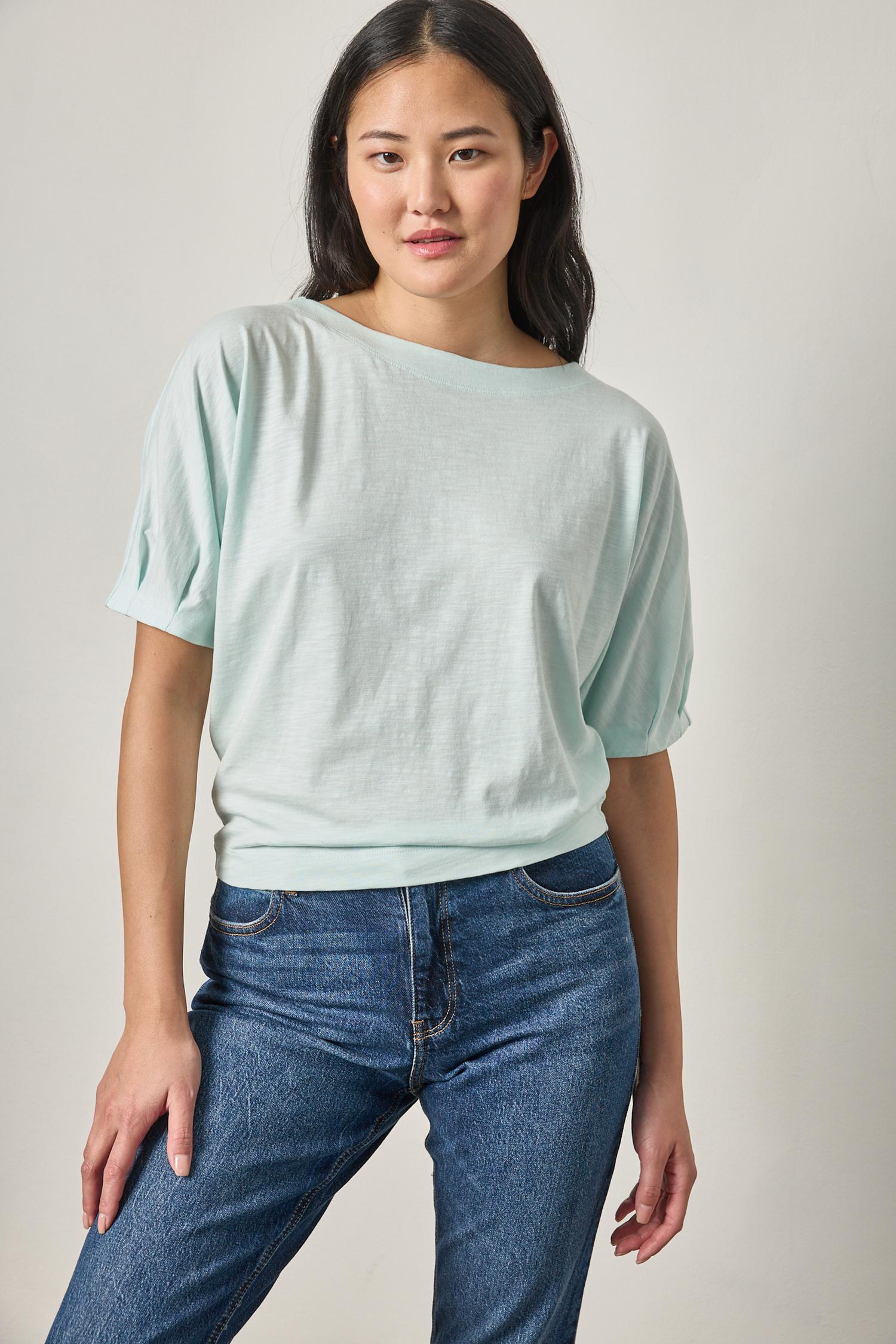 Darted Sleeve Dolman Wedge Womens Top Aquamint A1