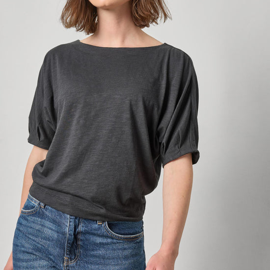 Darted Sleeve Dolman Wedge Womens Top Black A1