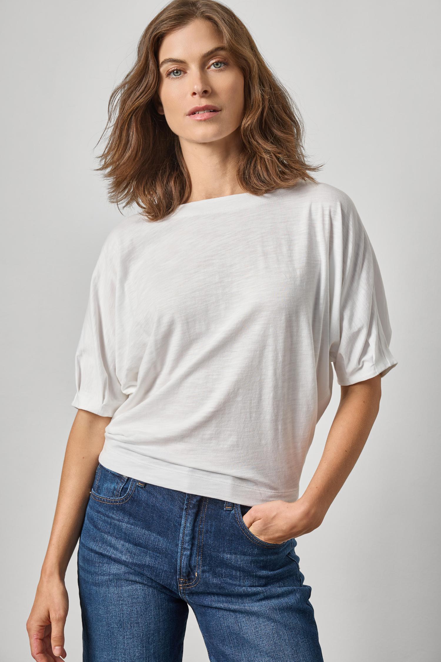 Darted Sleeve Dolman Wedge Womens Top White A1