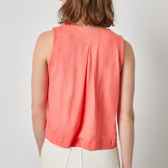 Pleat Back Split Neck Tank Womens Top Sunkist A2