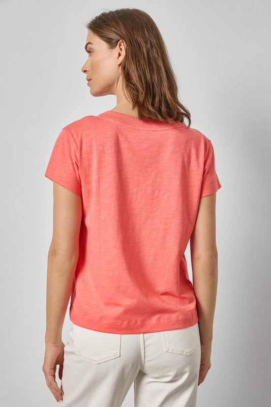 Relaxed Short Sleeve V-Neck Tee Womens Top Sunkist A2