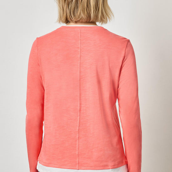 Paneled Hem Long Sleeve Crew Womens Top Sunkist A2