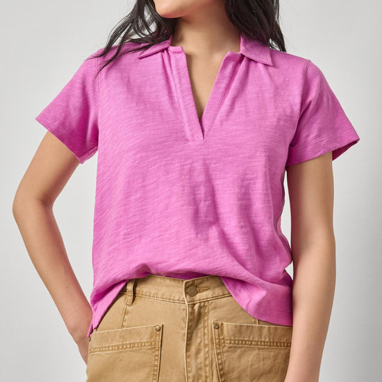 Vintage Short Sleeve Polo Womens Top Crocus A1