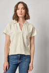 Vintage Short Sleeve Polo Womens Top Oyster A1