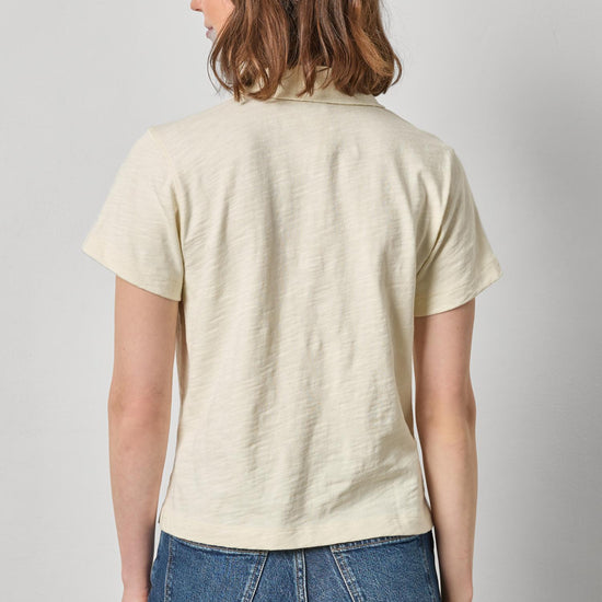 Vintage Short Sleeve Polo Womens Top Oyster A2