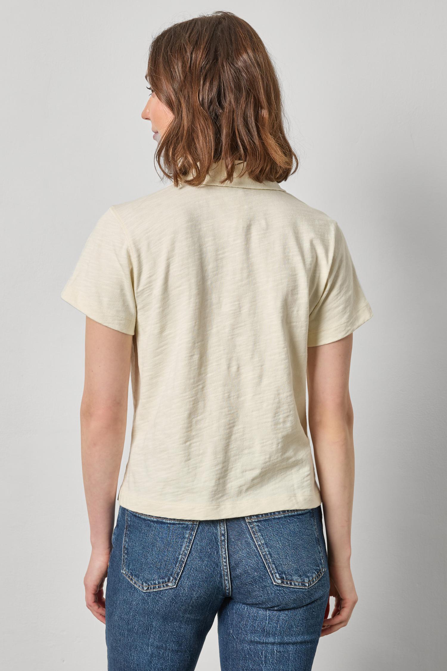 Vintage Short Sleeve Polo Womens Top Oyster A2