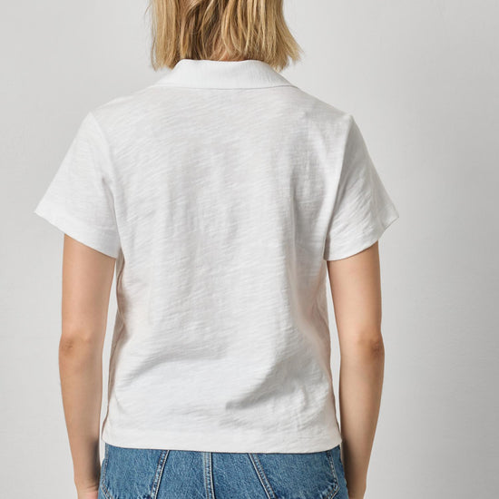 Vintage Short Sleeve Polo Womens Top White A2