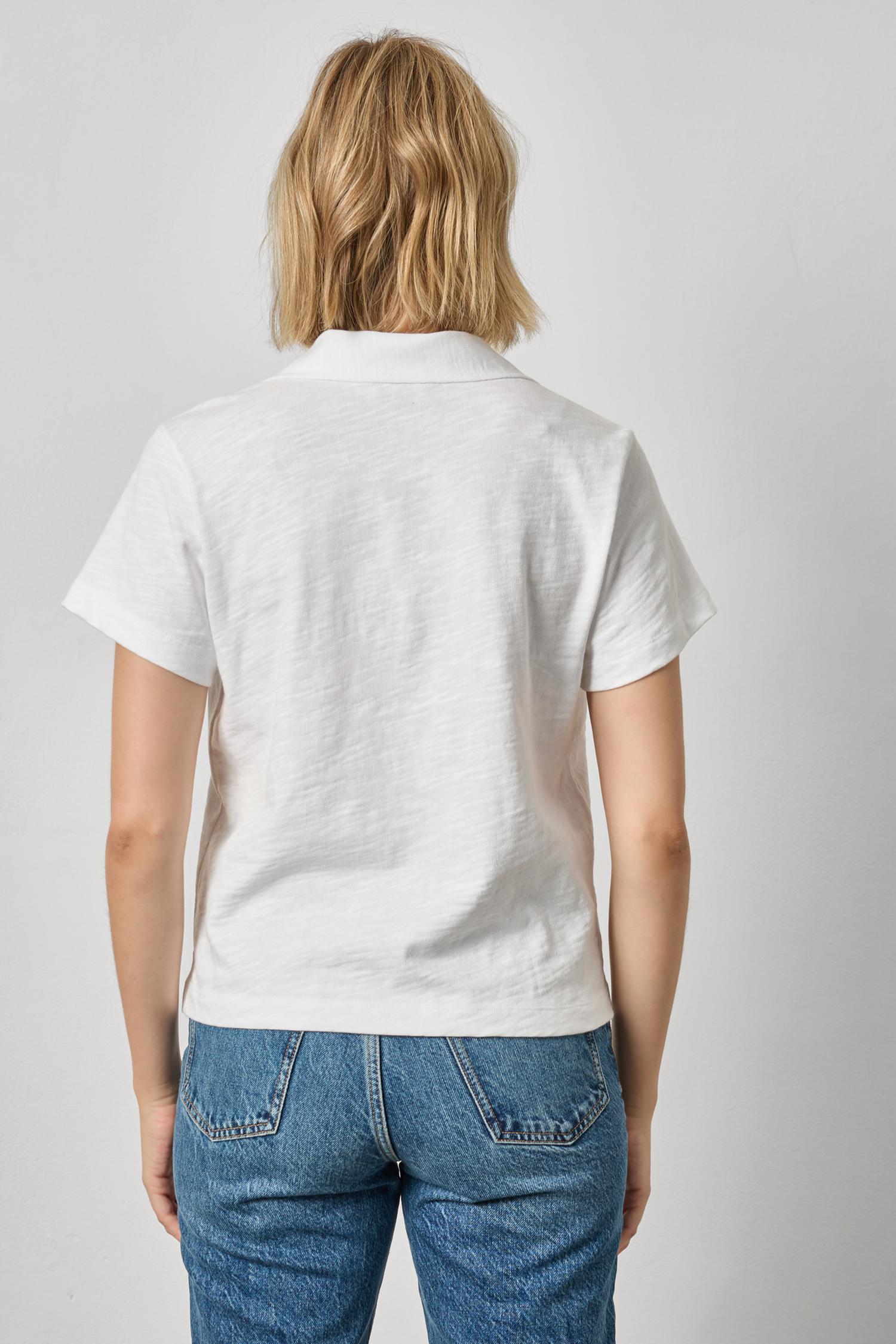 Vintage Short Sleeve Polo Womens Top White A2