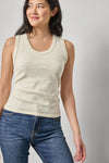 Vintage Side Pleat Tank Womens Top Oyster A1