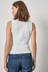 Vintage Side Pleat Tank Womens Top White A2
