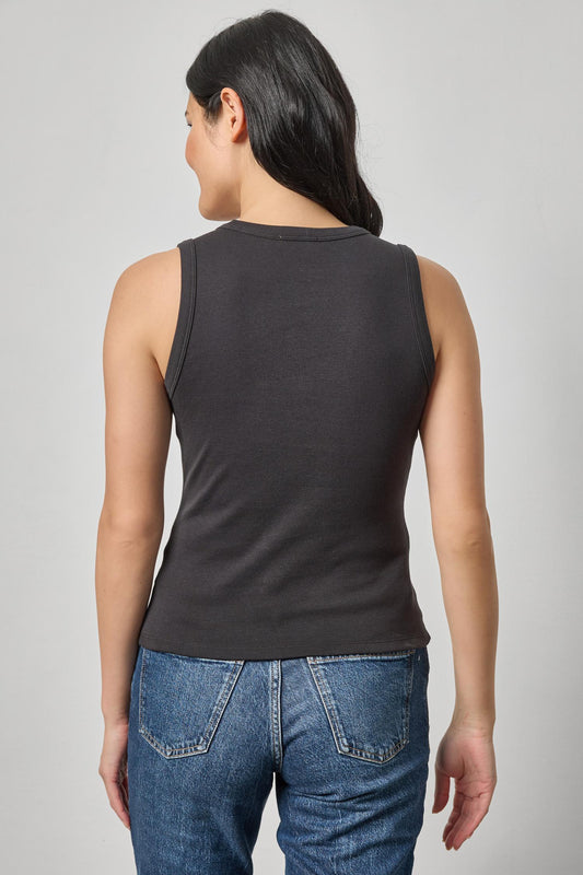 V-Neck Tank Womens Top Black A2