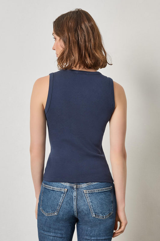V-Neck Tank Womens Top Dark Navy A2