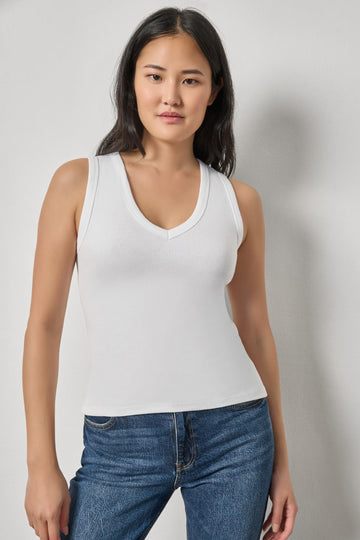 V-Neck Tank Womens Top White A1