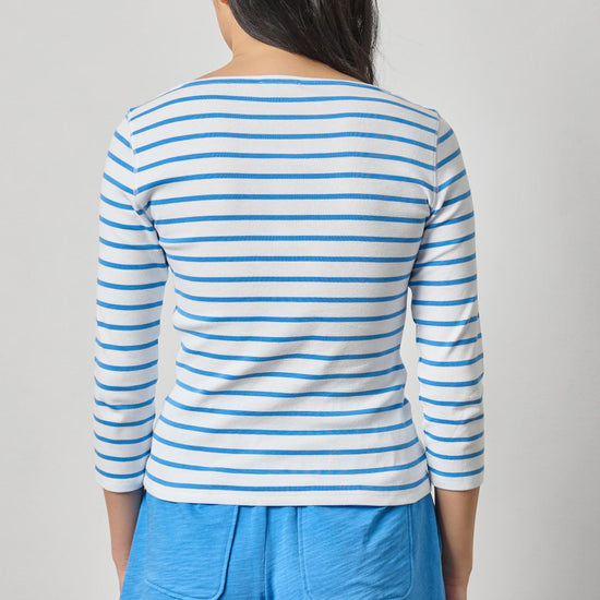 Rib Stripe 3/4 Boatneck Womens Top Regatta Stripe A2