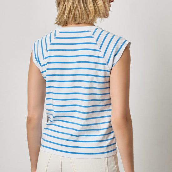 Rib Stripe Short Sleeve Scoop Neck Womens Top Regatta Stripe A2