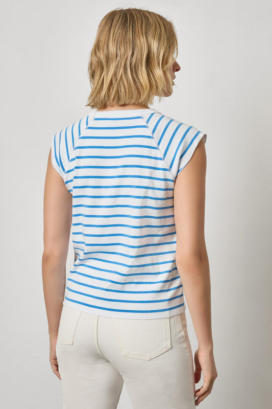 Rib Stripe Short Sleeve Scoop Neck Womens Top Regatta Stripe A2