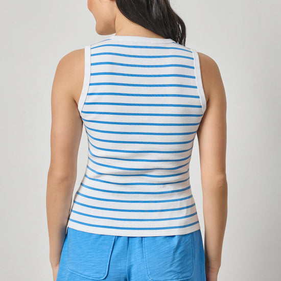 Rib Stripe High Neck Tank Womens Top Regatta Stripe A2