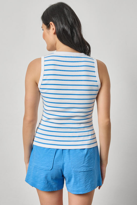 Rib Stripe High Neck Tank Womens Top Regatta Stripe A2