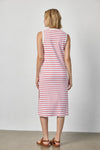 Rib Stripe Side Slit Tank Dress Womens Dress Geranium Stripe A2