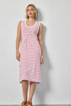 Rib Stripe Side Slit Tank Dress Womens Dress Geranium Stripe A3
