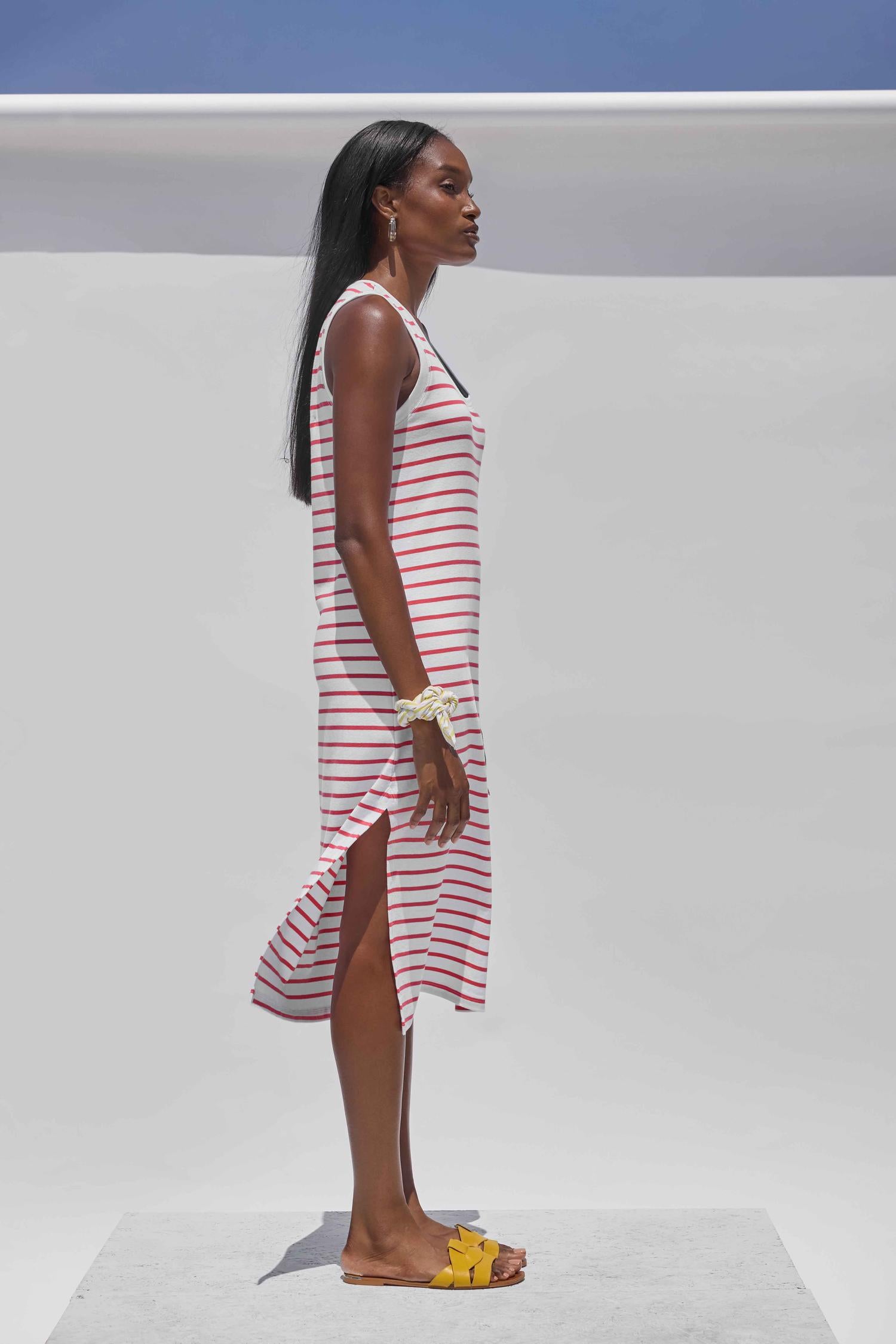 Rib Stripe Side Slit Tank Dress – Lilla P