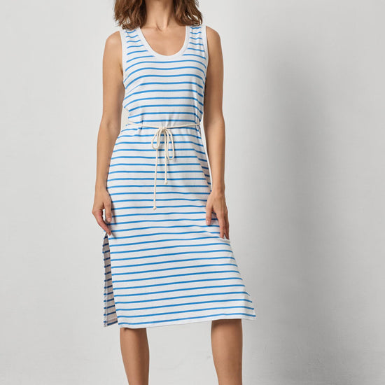 Rib Stripe Side Slit Tank Dress Womens Dress Regatta Stripe A1