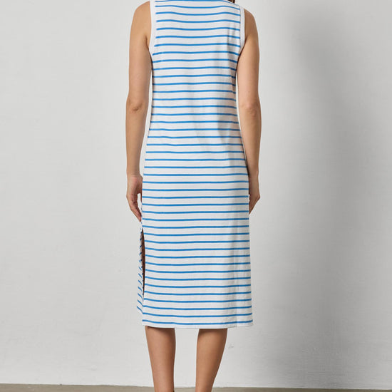 Rib Stripe Side Slit Tank Dress Womens Dress Regatta Stripe A2