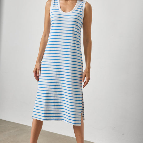 Rib Stripe Side Slit Tank Dress Womens Dress Regatta Stripe A3