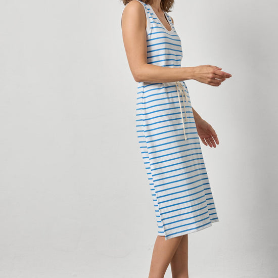 Rib Stripe Side Slit Tank Dress Womens Dress Regatta Stripe A4