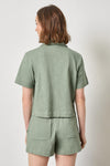 Short Sleeve Button Down Tee Womens Top Sage A2