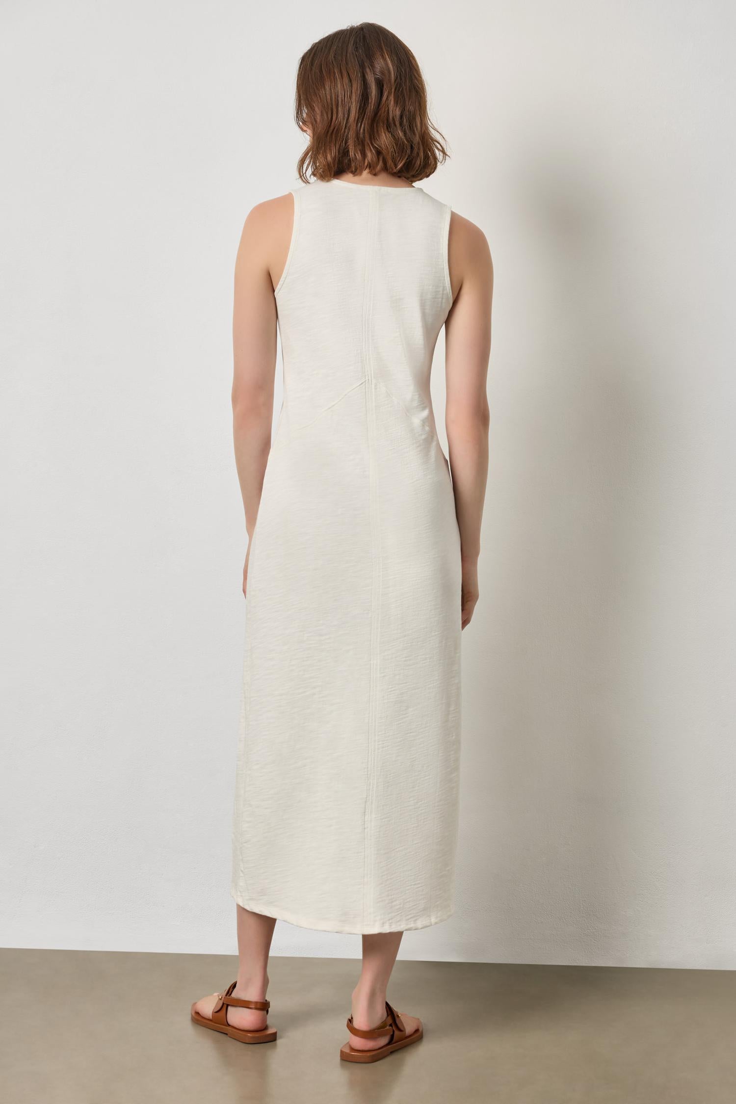 V-Neck Seamed Maxi Dress Womens Dress Ecru A2