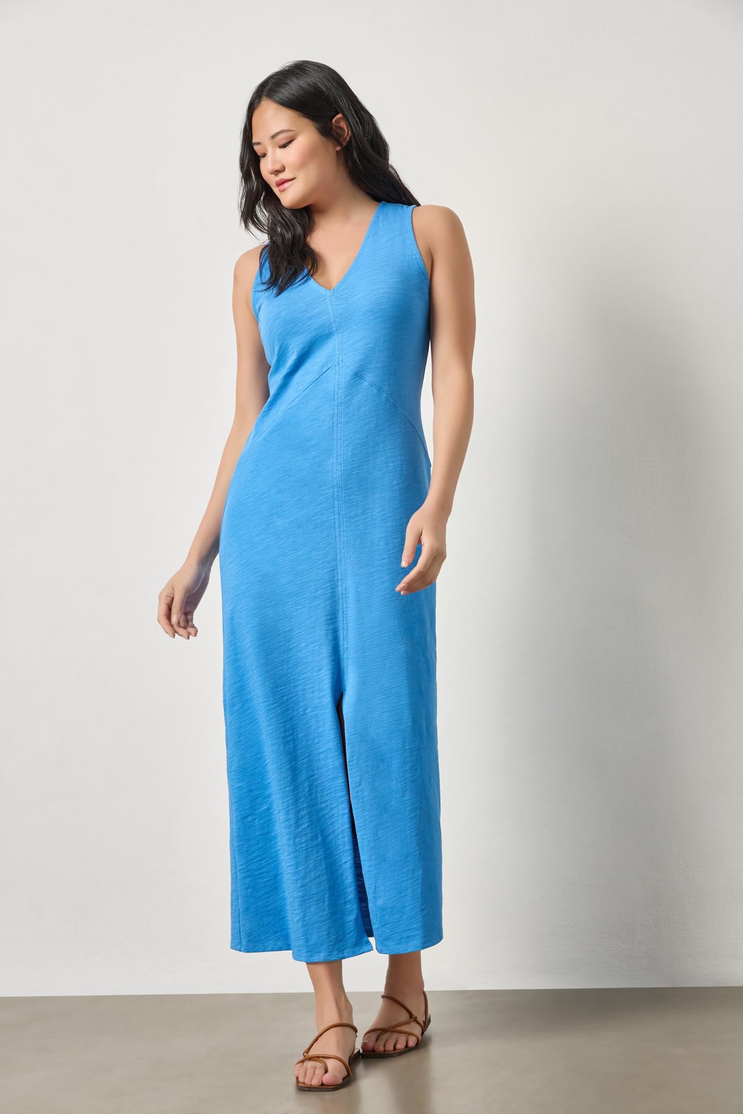 V-Neck Seamed Maxi Dress – Lilla P