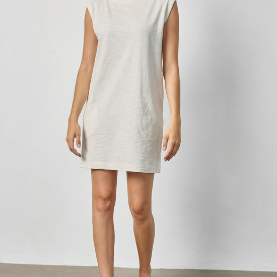 Snap Shoulder Boatneck Dress Womens Dress Ecru A1