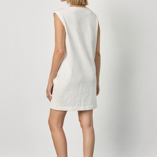 Snap Shoulder Boatneck Dress Womens Dress Ecru A2