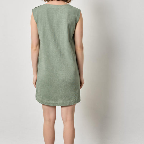 Snap Shoulder Boatneck Dress Womens Dress Sage A2