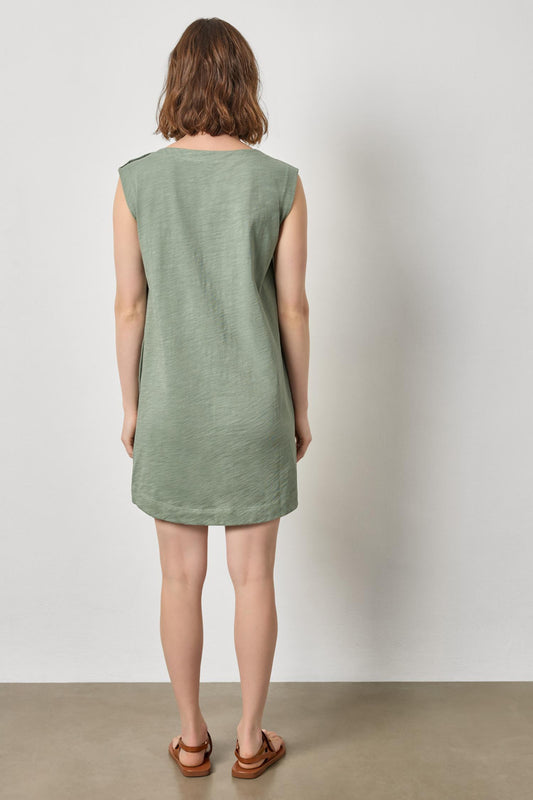 Snap Shoulder Boatneck Dress Womens Dress Sage A2