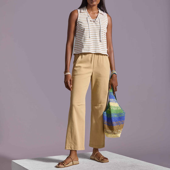 Side Panel Straight Leg Pant Womens Pant Burlap C1