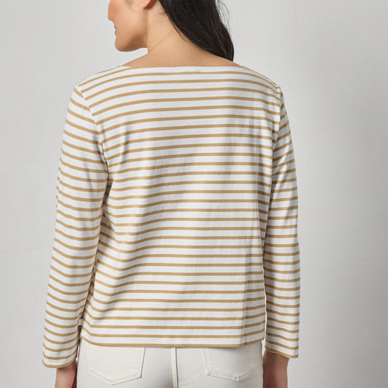 Easy Boatneck Womens Top Burlap Stripe A2