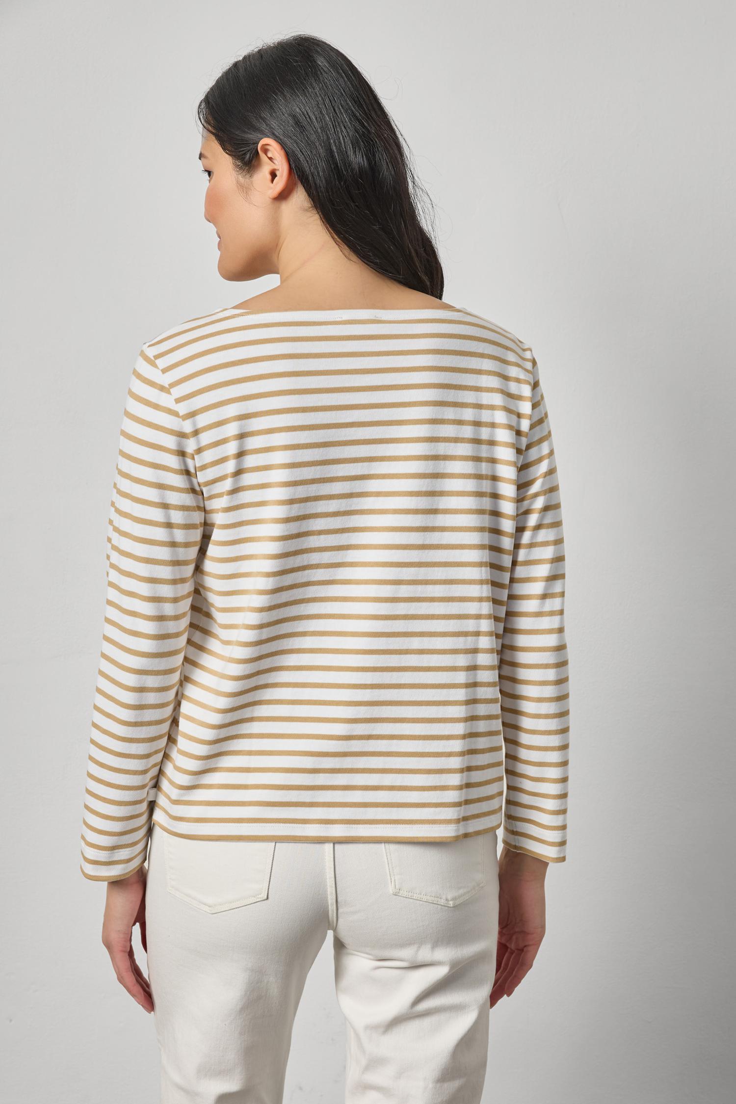 Easy Boatneck Womens Top Burlap Stripe A2